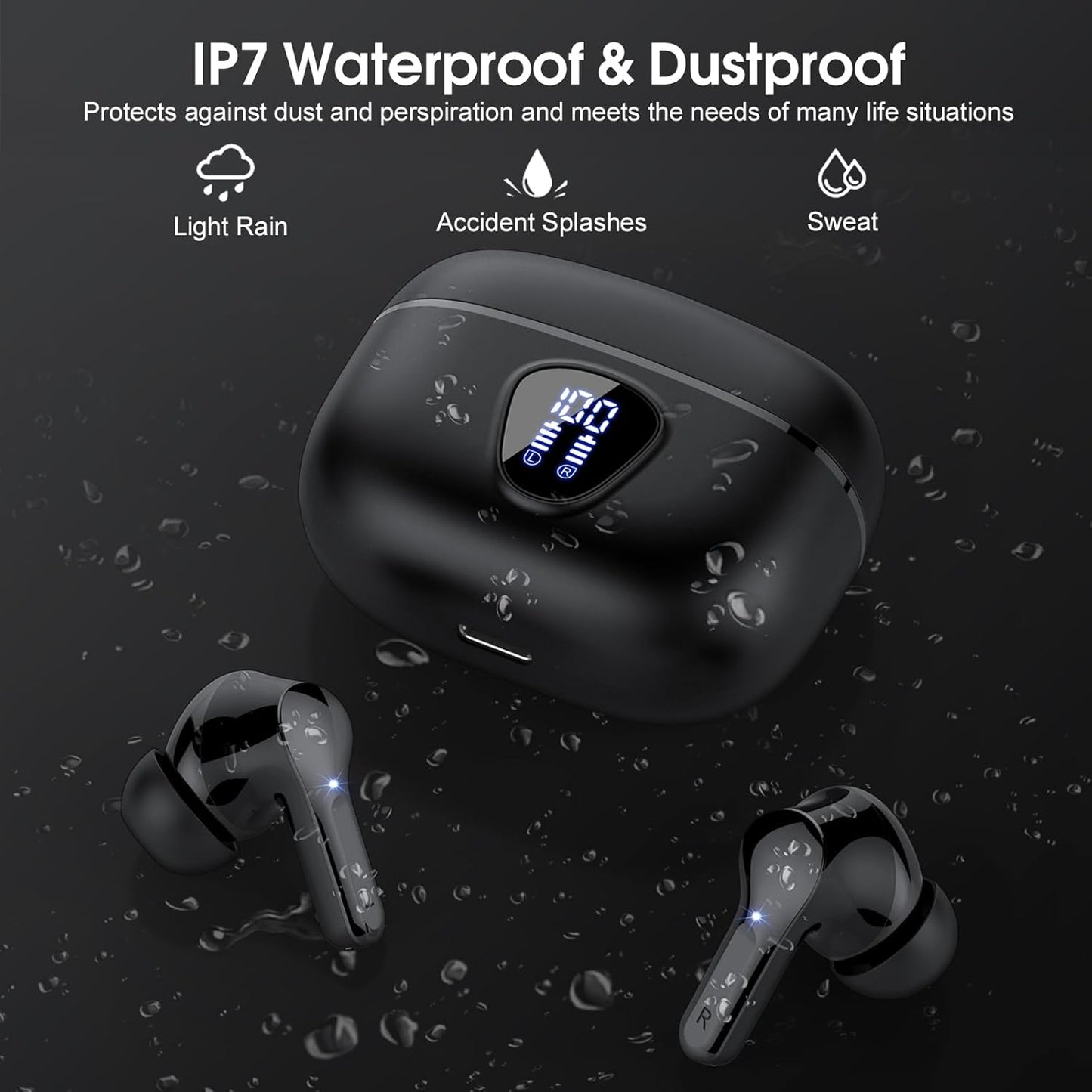 Black Besnoow I53 Bluetooth 5.4 Earbuds (Price: 45,000Rwf)