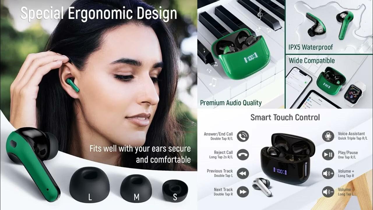 Green Zingbird X15 Bluetooth 5.4 Earbuds (Price: 20,000Rwf)