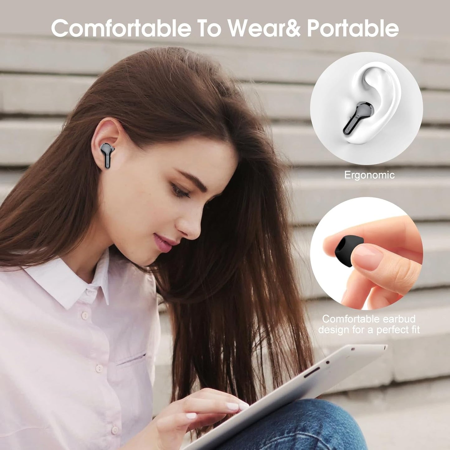Black Besnoow I53 Bluetooth 5.4 Earbuds (Price: 45,000Rwf)