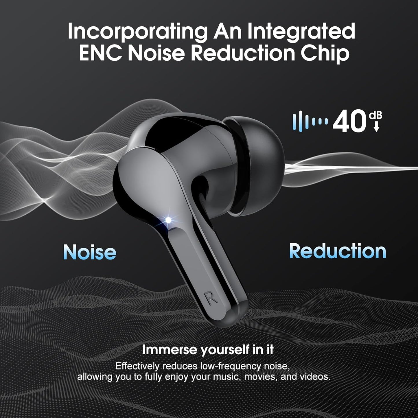 Black Besnoow I53 Bluetooth 5.4 Earbuds (Price: 45,000Rwf)